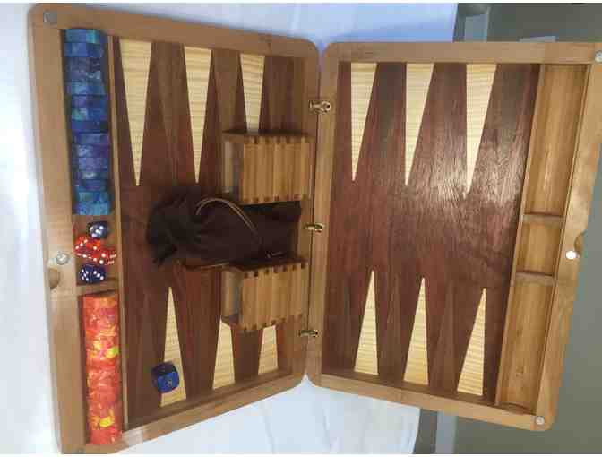 Backgammon Set Handcrafted - English Oak, Bamboo, Bubinga, Curly Maple, Walnut