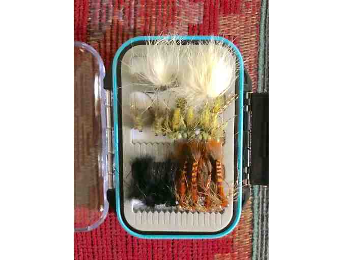 Fly box with 32 professionally tied carp flies