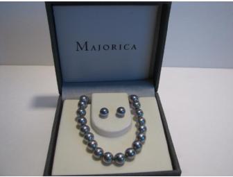 Majorica Gray Pearl Necklace and Earring Set