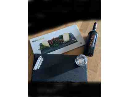 Wine and Slate Cheese Board and Crystal Candle Holder
