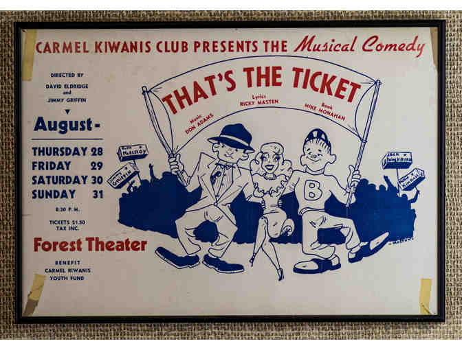 142. That's The Ticket by Don Adams, Ric Masten, Mike Monaman. 1960s Kiwanis Event. Framed - Photo 1