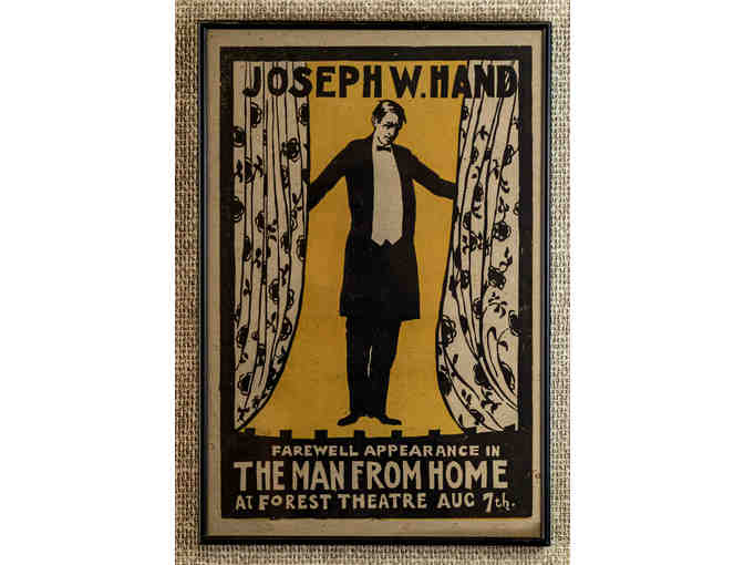 104. Joseph W Hand Farewell Appearance in The Man From Home, Vintage 1915 Poster, Framed. - Photo 1