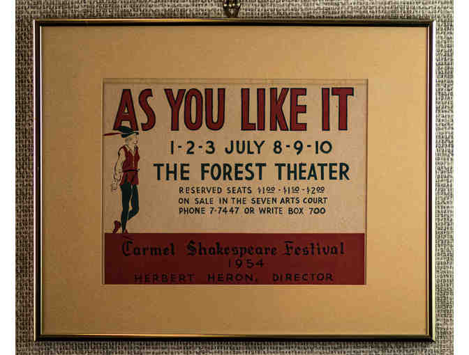 140. As You Like It, Vintage Forest Theatre Poster, 1954. Framed. - Photo 1