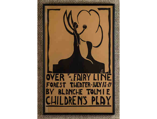 138. Over the Fairy Line Forest Theater Children's Play, vintage 1949 Poster, framed. - Photo 1