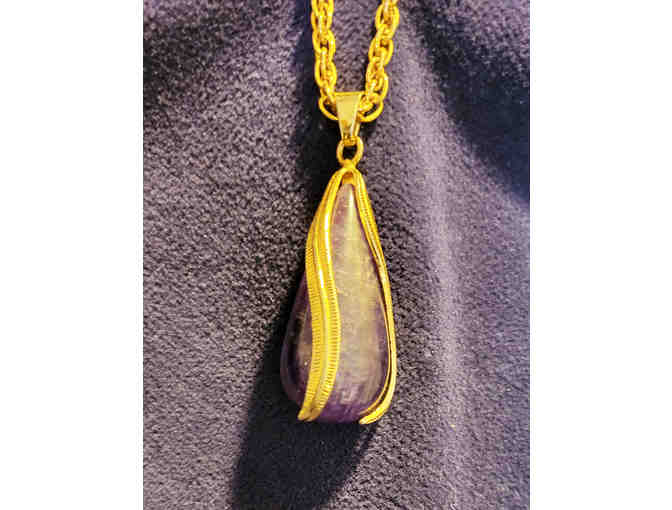 37. Amethyst Pendant on Gold Chain
