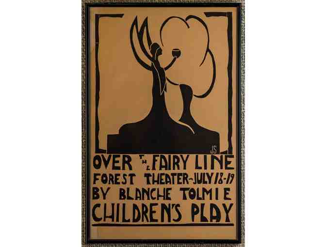 5. Over the Fairy Line Forest Theater Children's Play, vintage 1949 Poster, framed. - Photo 1