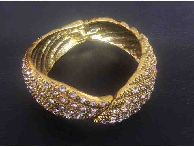 Iris Apfel Gold Plated & Crystal Cuff Bangel - Photo 1