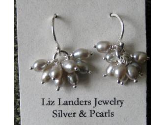 Silver & Mother of Pearl Drop Earrings by Liz Landers