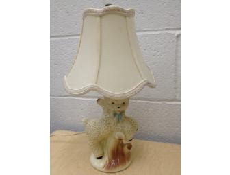 Vintage  Ceramic Lamb Lamp with Silk Shade