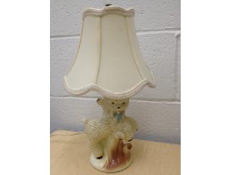Vintage Ceramic Lamb Lamp with Silk Shade