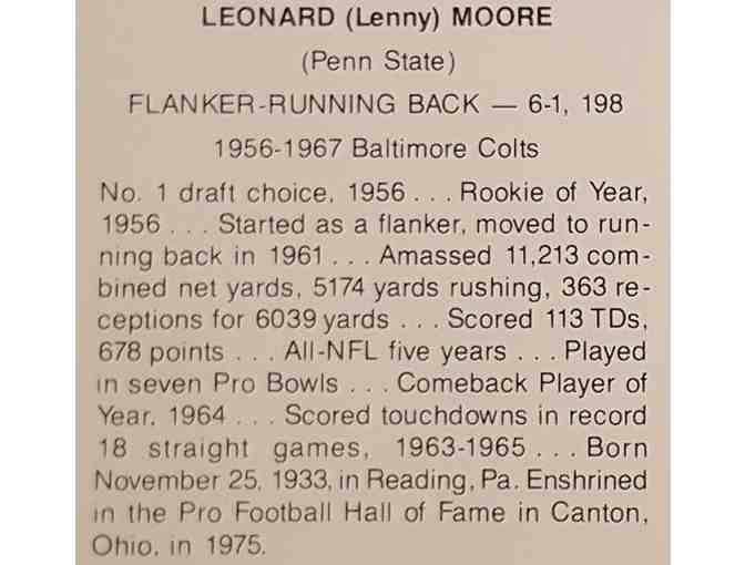 Lenny Moore Autographed Rare Postcard