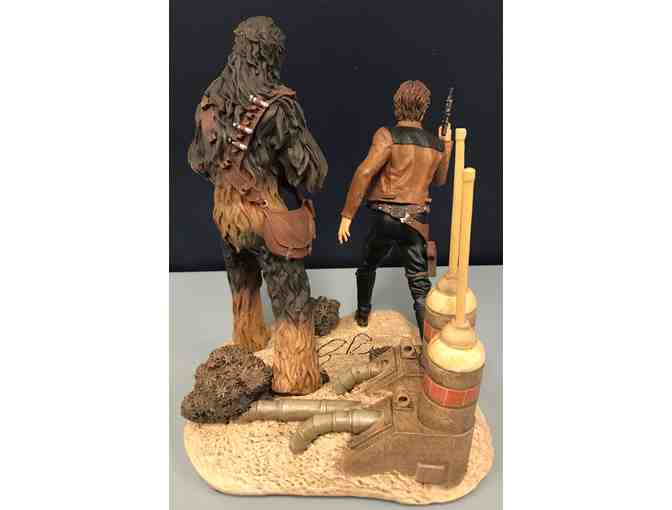 Han Solo and Chewbacca Figurine Autographed by Joonas Suotamo