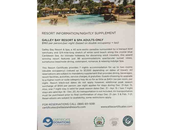 7 Nights at the Galley Bay Resort & Spa Antigua