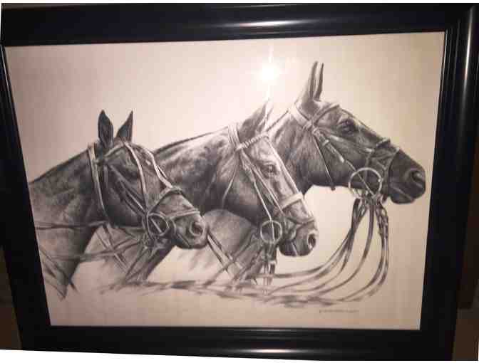 Paula Anastasi Bueler Charcoal Print 'Harvard Polo Ponies'