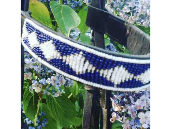 Masai Beaded Horse Blue and White Browband