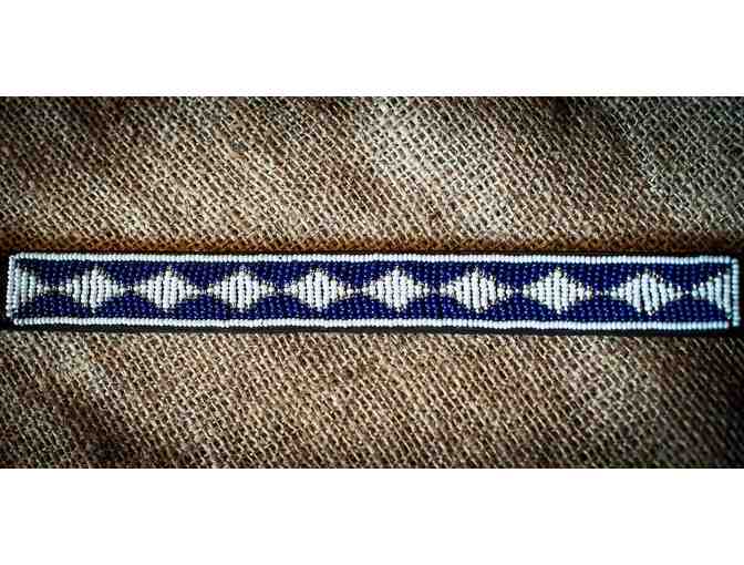 Masai Beaded Horse Blue and White Browband