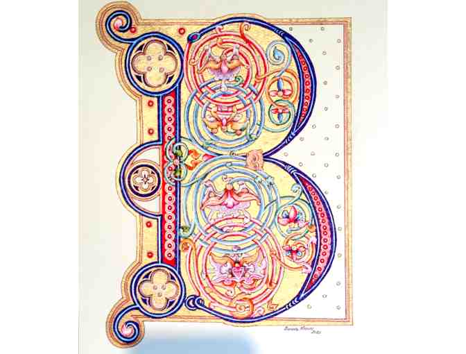 Custom Illuminated Manuscript of Your Initial by Artist Florence Marino