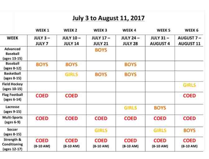 Belmont Hill Sports Summer Camp -  One Week