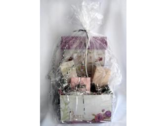 A Women's Perfume, Lotion, and Nail Polish Gift Basket