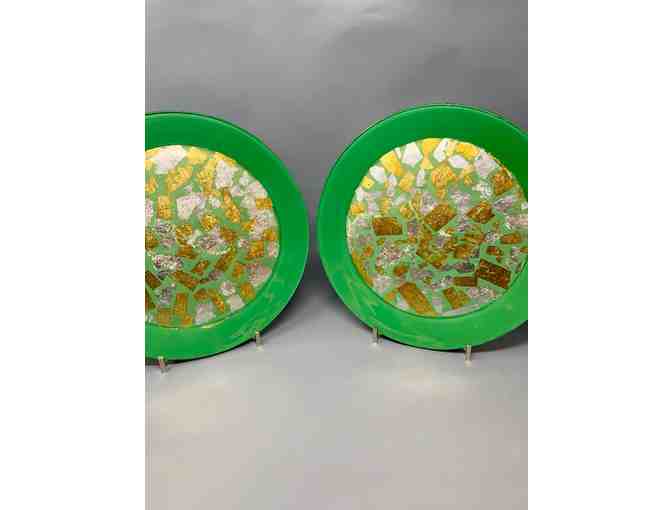 Two Green and Gold Plates - Photo 1