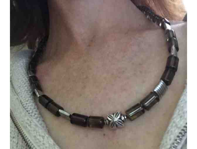 Brown Bead and Silver Necklace