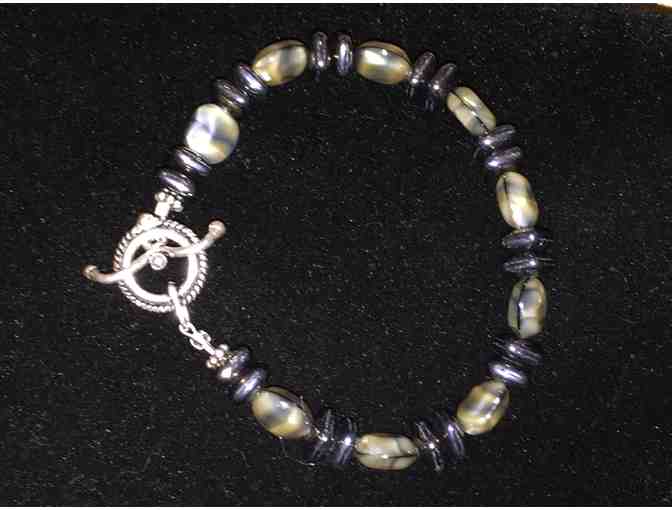 Silver and Hermatite Beaded Bracelet