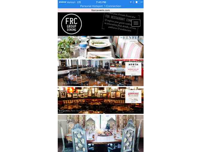 $50 FOX Restaurant Concepts Gift Card