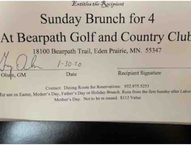 Brunch for 4 @ Bearpath Golf & Country Club