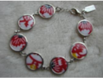 Sterling Silver Bracelet with Bezel Set Enamel Charms Handcrafted by Baroni