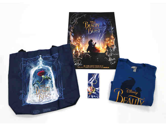 BEAUTY AND THE BEAST - Cast signed poster plus shirt, tote and keychain