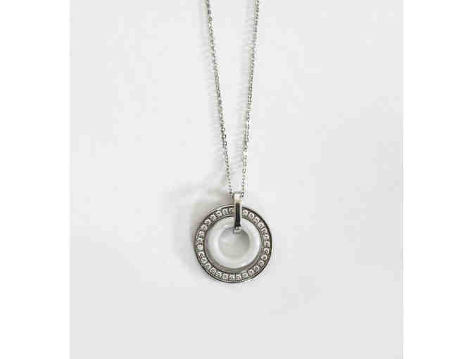 17' Rhinestone Circular Stainless Steel Pendant Necklace