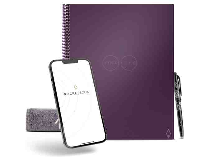 Rocketbook Smart Reusable Notebook, Core Letter Size Spiral Notebook, Plum, Dot Grid