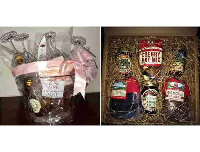 CHEERS! Cherries and Rose! Basket of Rose Wines with Cherry Republic Gift Box