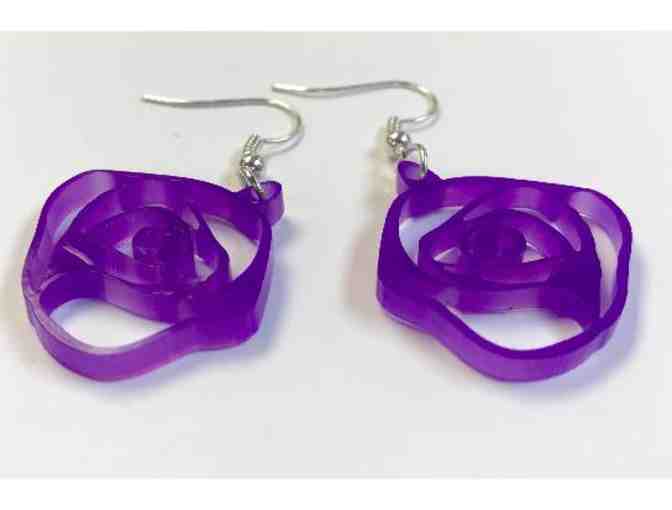 Purple Rose Earrings