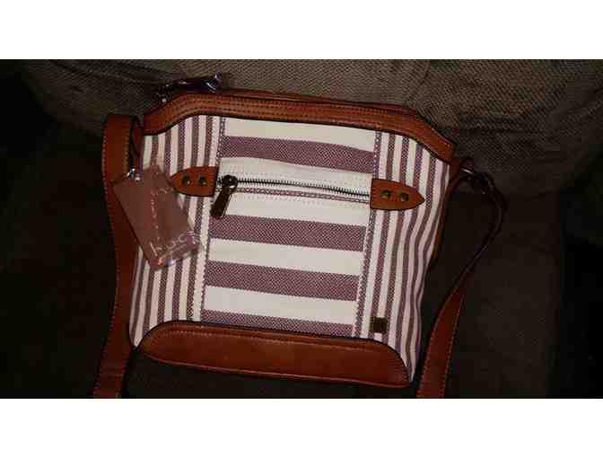B. O. C. Cocoa Stripe Canvas Cross Body Bag