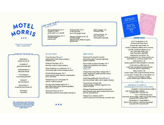 Dinner for two at the Motel Morris