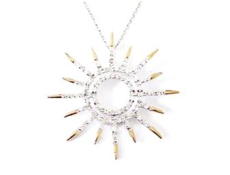 STERLING SILVER & BRILLIANT CZ SUNBURST NECKLACE