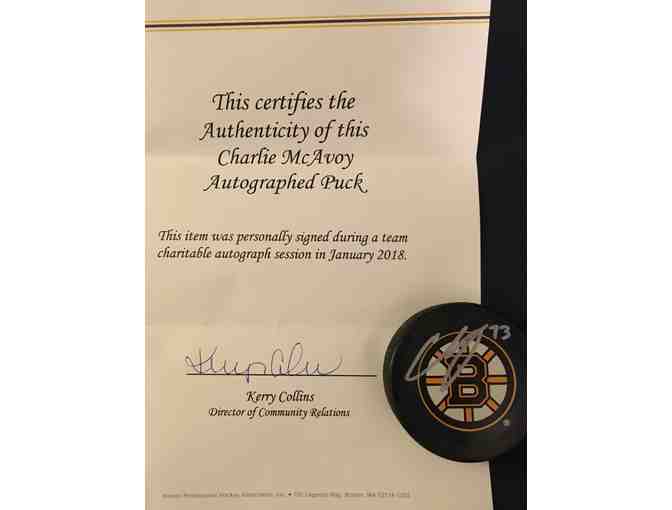 Autographed Charlie McAvoy Puck of the Boston Bruins