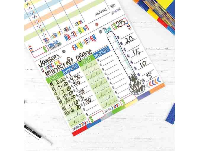 School Keepsake Kit, Gratitude Finders, and Chore Chart - Primary Stripes/Boy Superhero