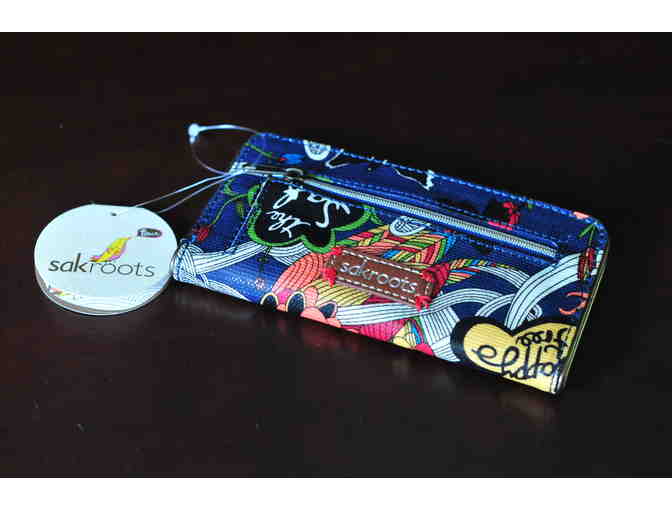 Blue and Coral Bird 'Peace' Artist Circle Wallet by Sakroots