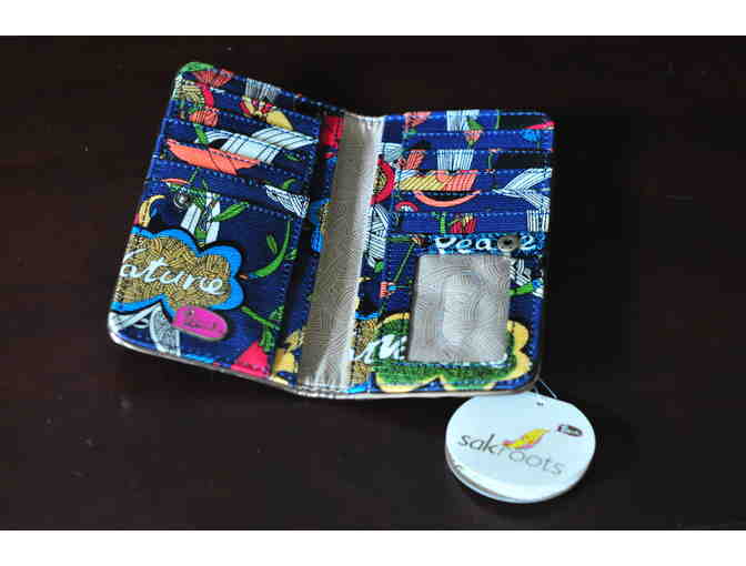 Blue and Coral Bird 'Peace' Artist Circle Wallet by Sakroots