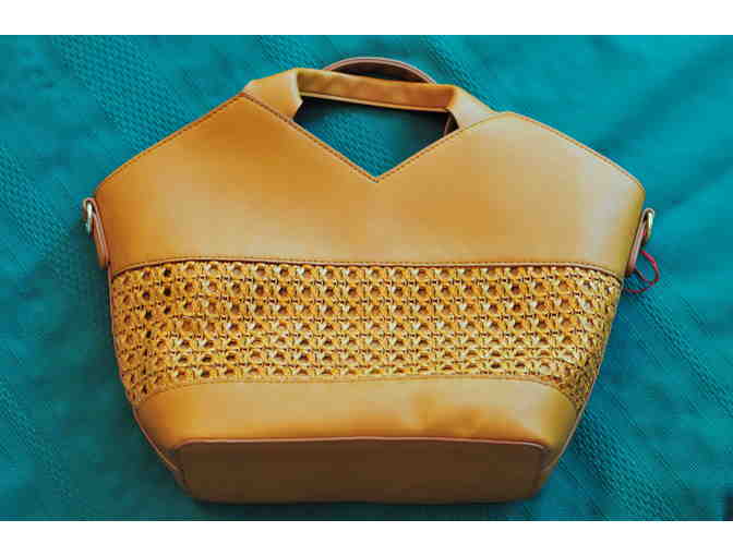 Tan Handbag with Detachable Shoulder Strap by TEXTO