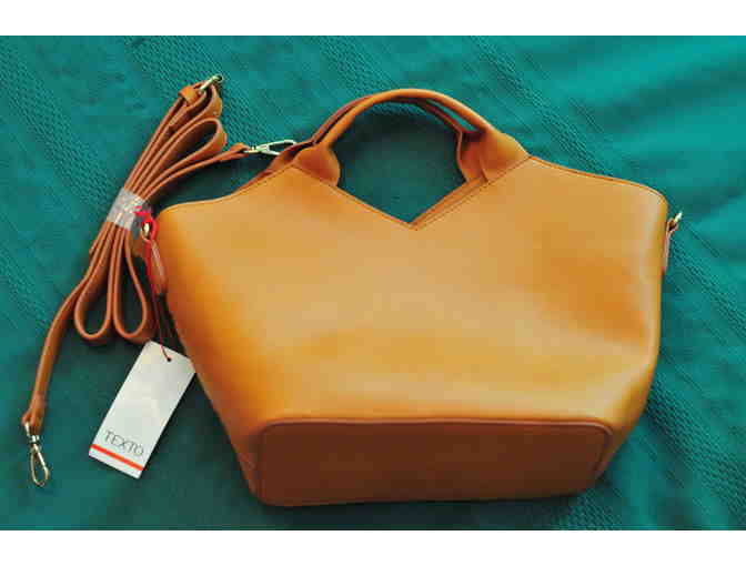 Tan Handbag with Detachable Shoulder Strap by TEXTO