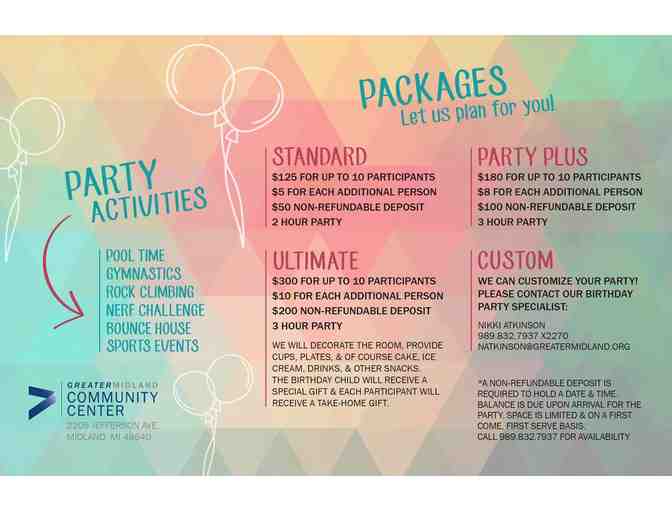 Greater Midland Community Center birthday party for 10!