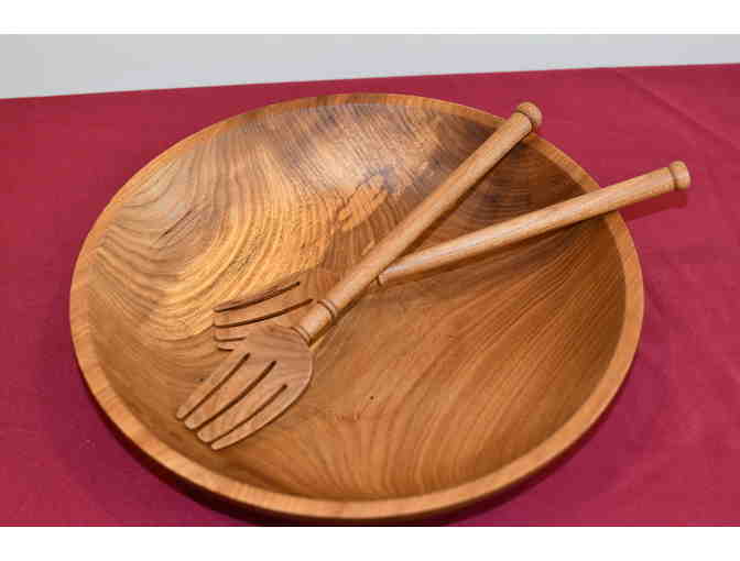 Salad Bowl and Serving Forks *made from historic wood