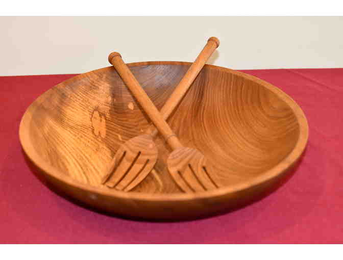 Salad Bowl and Serving Forks *made from historic wood