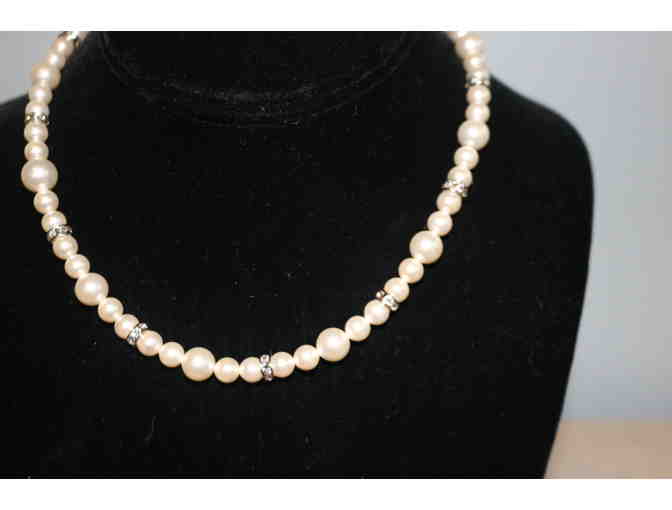 Pearl and Crystal Necklace by Cheryl King