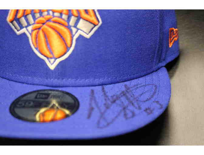 Knicks Hat & Mini Basketball signed by  John Starks