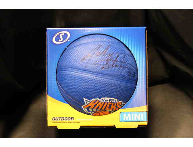 Knicks Hat & Mini Basketball signed by  John Starks