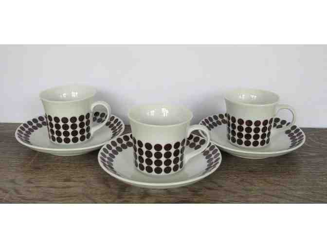 Vintage Thun Porcelain Brown Polka Dot Espresso Set